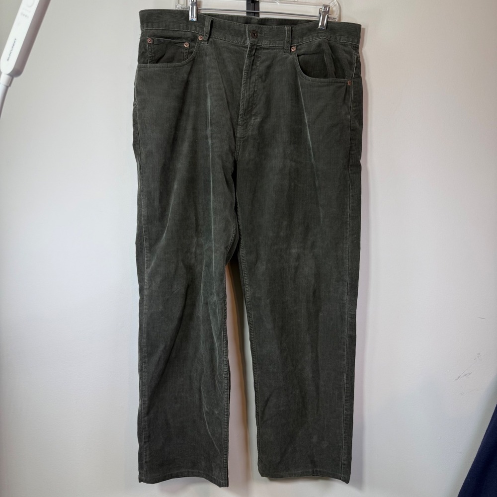 Good L.L. Bean Corduroy Pants Mens 38x32 Olive Green Straight Leg Cotton